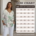 thumbnail image 7 of Xoenoiee Titmouse Bird Cherry Blossom Print Womens Linen Shirts 3/4 Length Sleeve Linen Button Down V Neck Blouse Spring Summer Boho Shirts Travel Vacation Tops, 3XL, 7 of 7