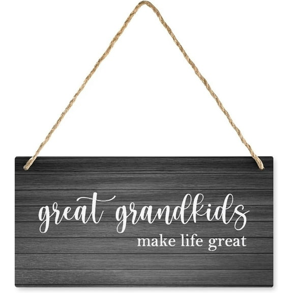 Novelty Hanging Wood Sign Great Grandkids Make Life Great Wood Sign With Quotes For Living Room Bedroom Kitchen Christmas Decorations 5x10 Inch