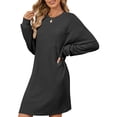 thumbnail image 4 of SHINE UP Dresses for Women Long Sleeve Ribbed Dress Casual Crewneck Midi Dresses with Pockets, 4 of 7