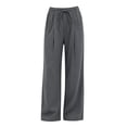 thumbnail image 6 of Horkkom Drawstring Pants Women Cotton Elastic Waist Pants Casual Loose Pleated Pants with Pockets S, 6 of 7