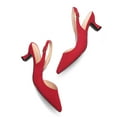 thumbnail image 3 of Pennysue Women's Slingback Heels Red Suede Pointed Toe Dress Pumps 10M, 3 of 5