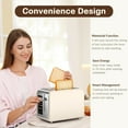 thumbnail image 5 of 2 Slice Touch Screen Toaster, 1.5" Wide Slot, Stainless Steel Smart Toaster for Bagels, Muffins, Waffles, Gluten-Free Breads, Defrost, Reheat, Timer, 825W, Cream Color, 5 of 16