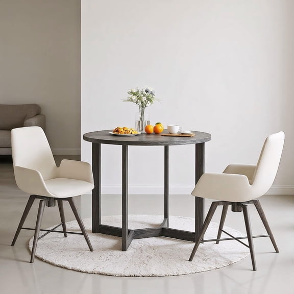 Barara King 36 Inch Round Wood Dining Table with Wing-shaped Pedestal Base for 2-4 People, Kitchen Dining Table for Dining Room, Living Room, Restaurant, Black