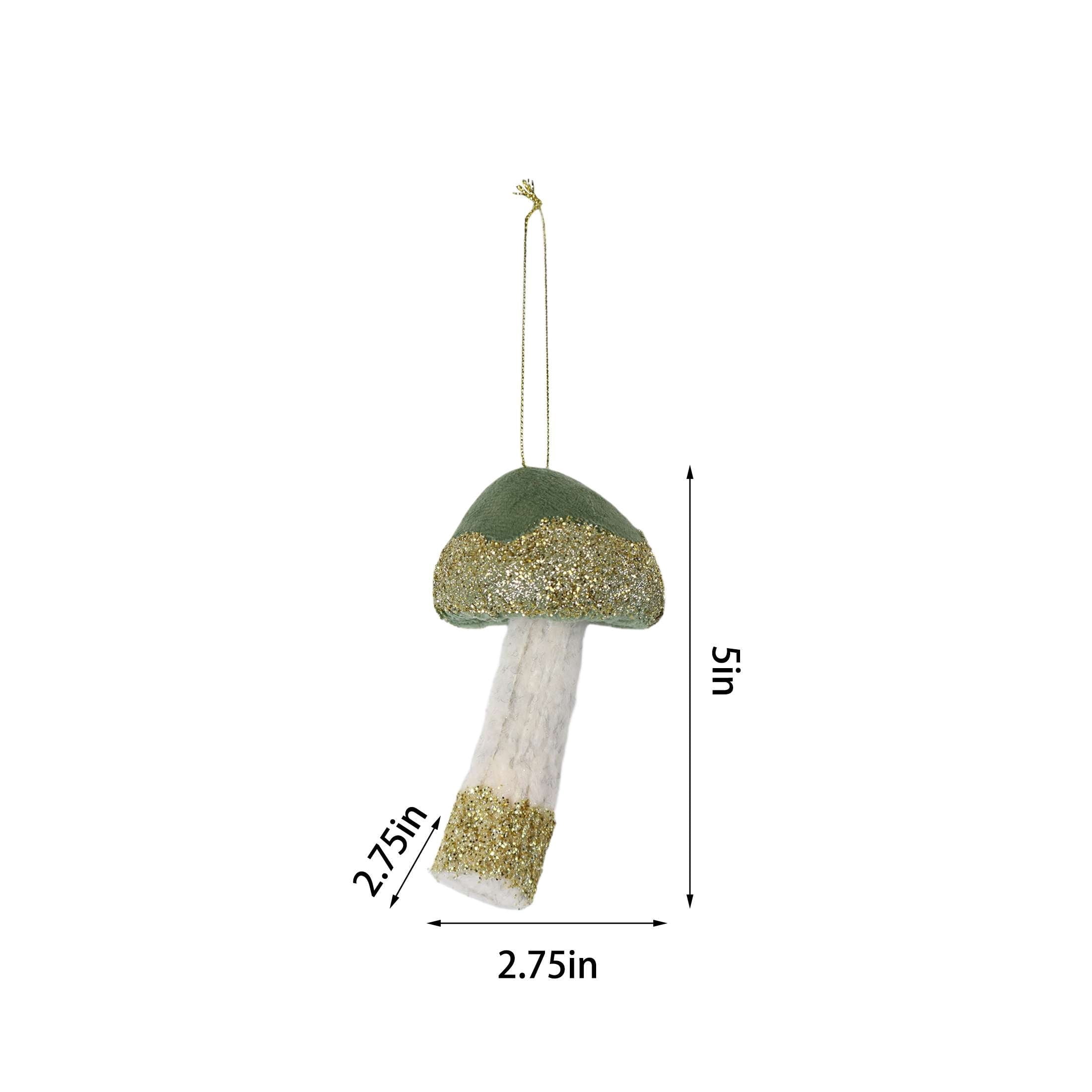 Green/Gold/Ivory Fabric Mushroom Christmas Ornament, 5", by Holiday Time