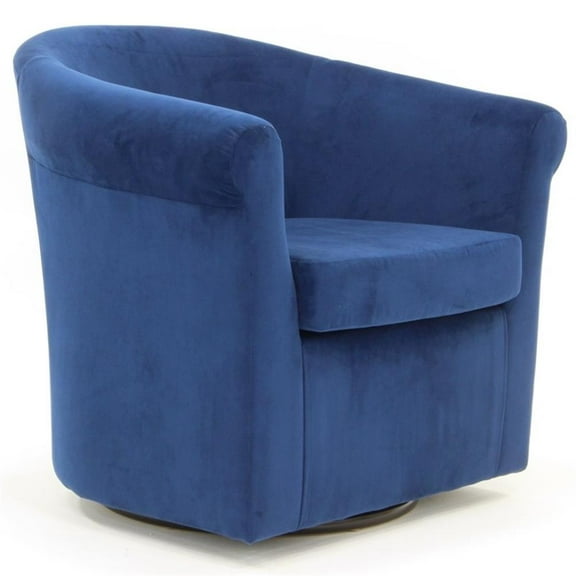 Pemberly Row 19"H Polyester Fabric Swivel Club Chair in Blue