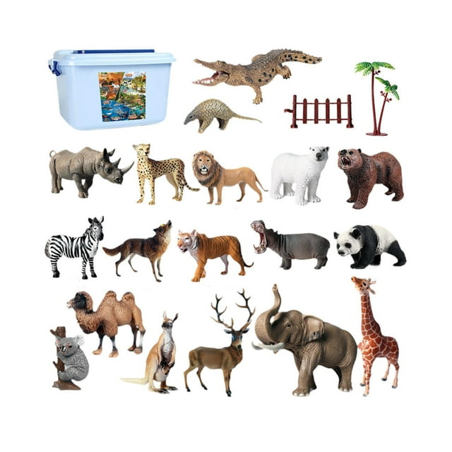 Caja de almacenamiento modelo de animales incluida, juguete cognitivo en miniatura para niños, colección de juguetes de animales para niños y niñas,