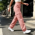 thumbnail image 5 of QIYAGBSA Women's Jogger Pants Elastic Waist Drawstring Multi Pocket Outdoor Hiking Casual Daily Wear (Pink XL), 5 of 7