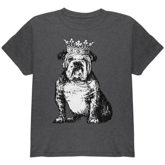 British Bulldog Crown Youth T Shirt Dark Heather YMD
