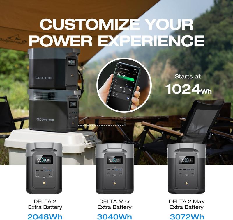 EF ECOFLOW DELTA 2/DELTA 3 Portable Power Station, Full Charge in 56 Min, 1024Wh LiFePO4 Battery, 1800W AC/100W USB-C Output, Solar Generator #DealsforYouDays