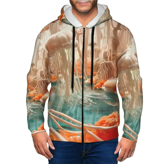 Naloa Fantasy Underwater Jellyfish Men’s Hoodies, Zip up Hoodie, Sweatshirts,Hoodies for Men Sizes S-3XL-Small