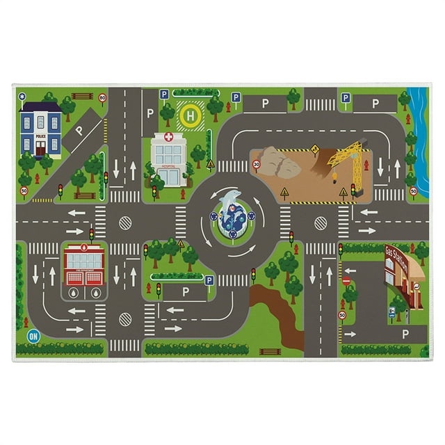Alfombras, Alfombra, Tapete de juego para bebé Alfombra antideslizante para gatear Alfombra de poliéster para carretera Alfombra rectangular lavable para niños para dormitorio Sala de estar Alfombra d