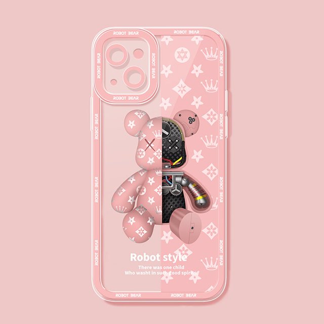 Funda de silicona suave con diseño de oso para iPhone, carcasa transparente de lujo a la moda para modelos 14 Pro Max, 13, 12, 11 Pro Mini, XR, XS, X, 8, 7, 6, 6S Plus, SE 2020 Fivean unisex