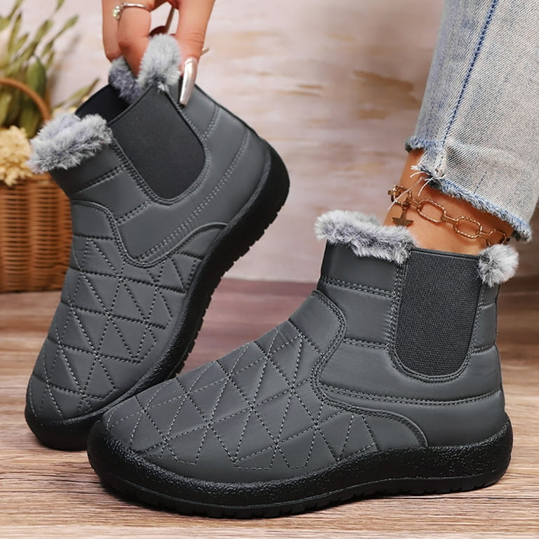 Women's Winter Snow Boots for Seniors Cold Weather Thermal Plush