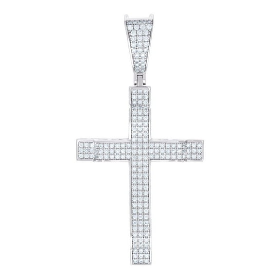 925 Sterling Silver Mens 1.03ct Moissanite Cross Religious Charm Pendant 55.9x28.1mm Wide Necklace for Men