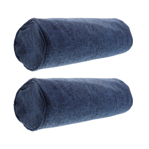 YUNLIGHTS 2Pcs Blue Bolster Pillow Covers Cotton Linen Decorative and Washable