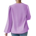 thumbnail image 3 of Women's Chiffon Cowl Neck Drape Ruched Front Long Sleeve Blouse Shirt Top Party Outfits Work Tops, 3 of 4