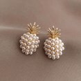 thumbnail image 1 of Faux Pearl Decor Pineapple Stud Earrings Elegant Jewelry Earrings Gift For Girls, 1 of 5