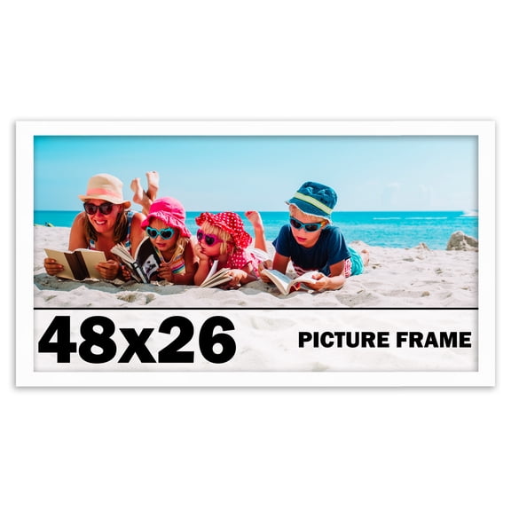48x26 Frame White Solid Wood Picture Frame Includes UV Acrylic Shatter Guard Front, Acid Free Foam