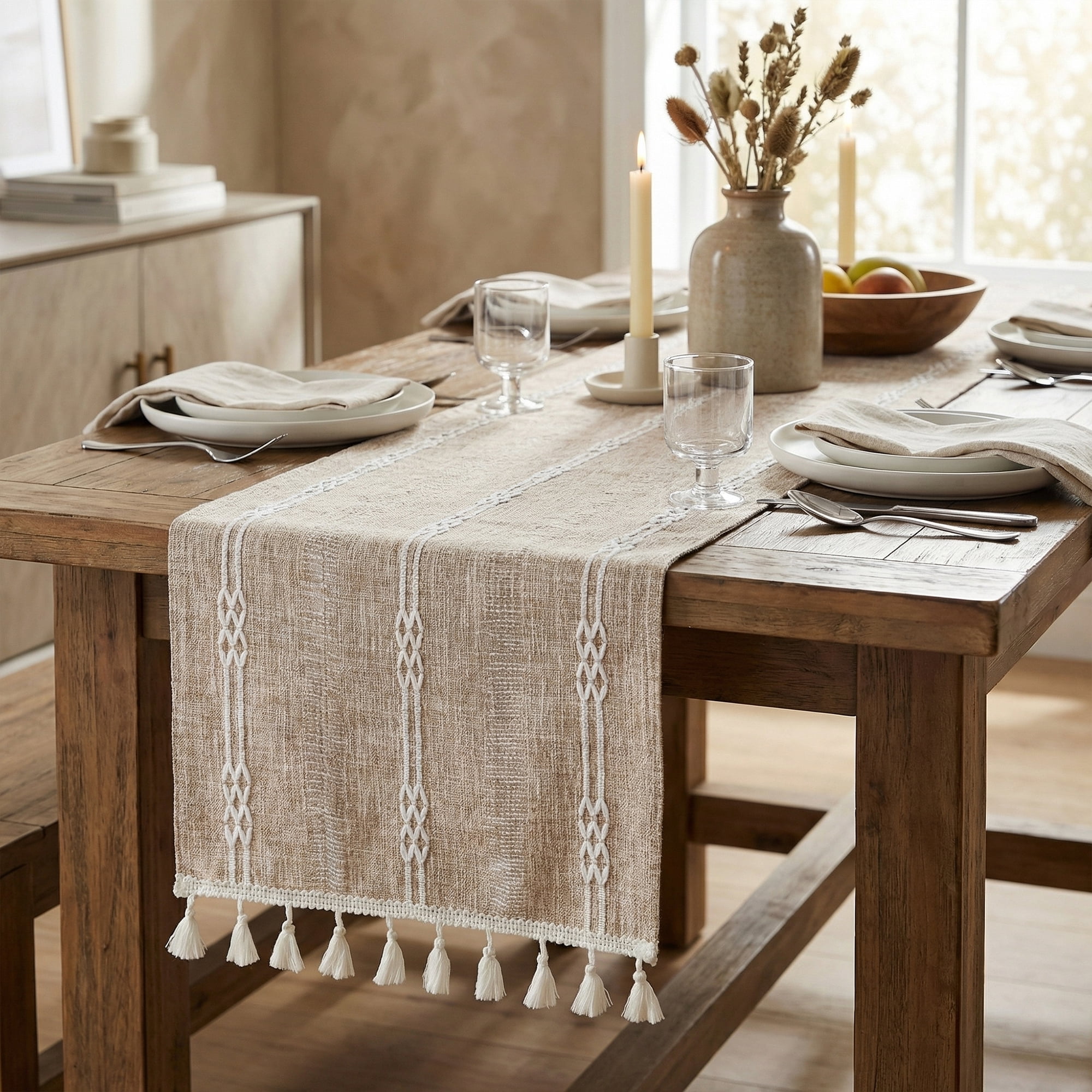 Unique Bargains Openwork Polyester Runner Table Runner for Kitchen Decor Coffee 13"x63"