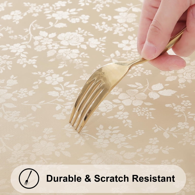 Decorelia Floral Damask Tablecloth - Waterproof Wipeable Rectangle Table Cover 60x84 Inches