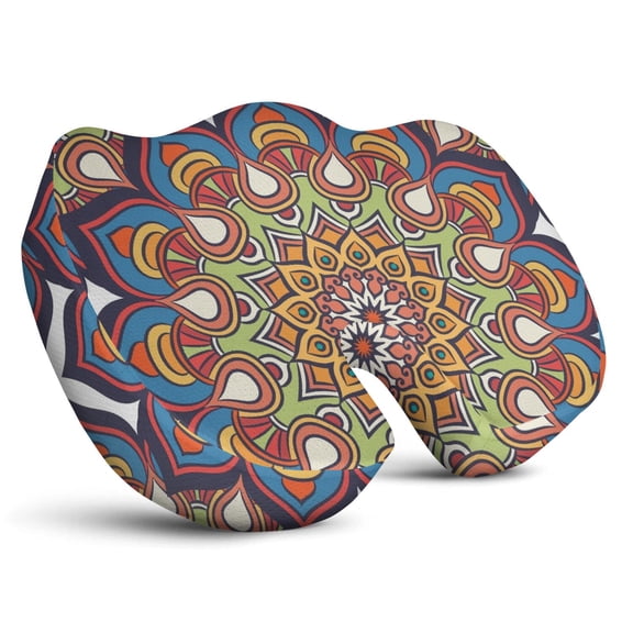 Premium Mandala Pattern Memory Foam Seat Cushion Ergonomic Chair Pad for Office Chair, Car, Airplane & Bleachers Sciatica, Tailbone Hip & Back Pain Relief - Chair Cushion for Long Office Workers.
