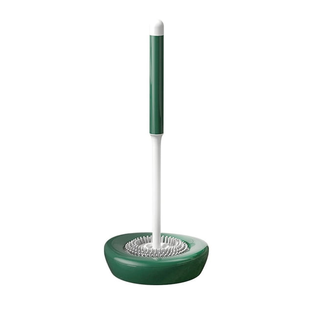 Escobilla de baño con soporte de secado de pie, limpieza de 360 degree, tamaño compacto, cepillo de limpieza de baño, estropajo de inodoro para baño RV Verde con base mayimx Cepillo de limpieza para inodoro