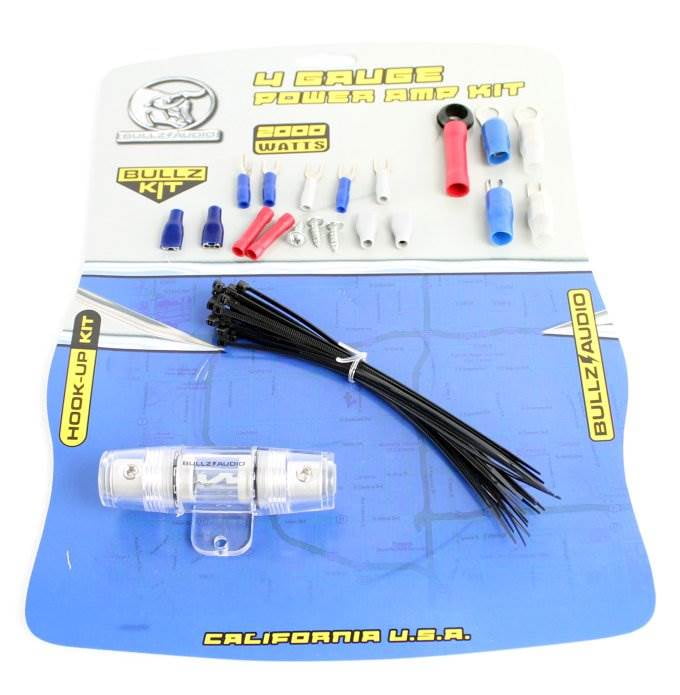 EPAK4BL Economy Blue 4-Gauge Power Amplifier Kit Bullz Audio
