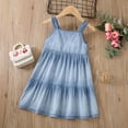 thumbnail image 4 of Girls Toddler Sleeveless Solid Color Denim Beach Dress Dance Party Princess Dresses Clothes Cute Dailywear, 4 of 6