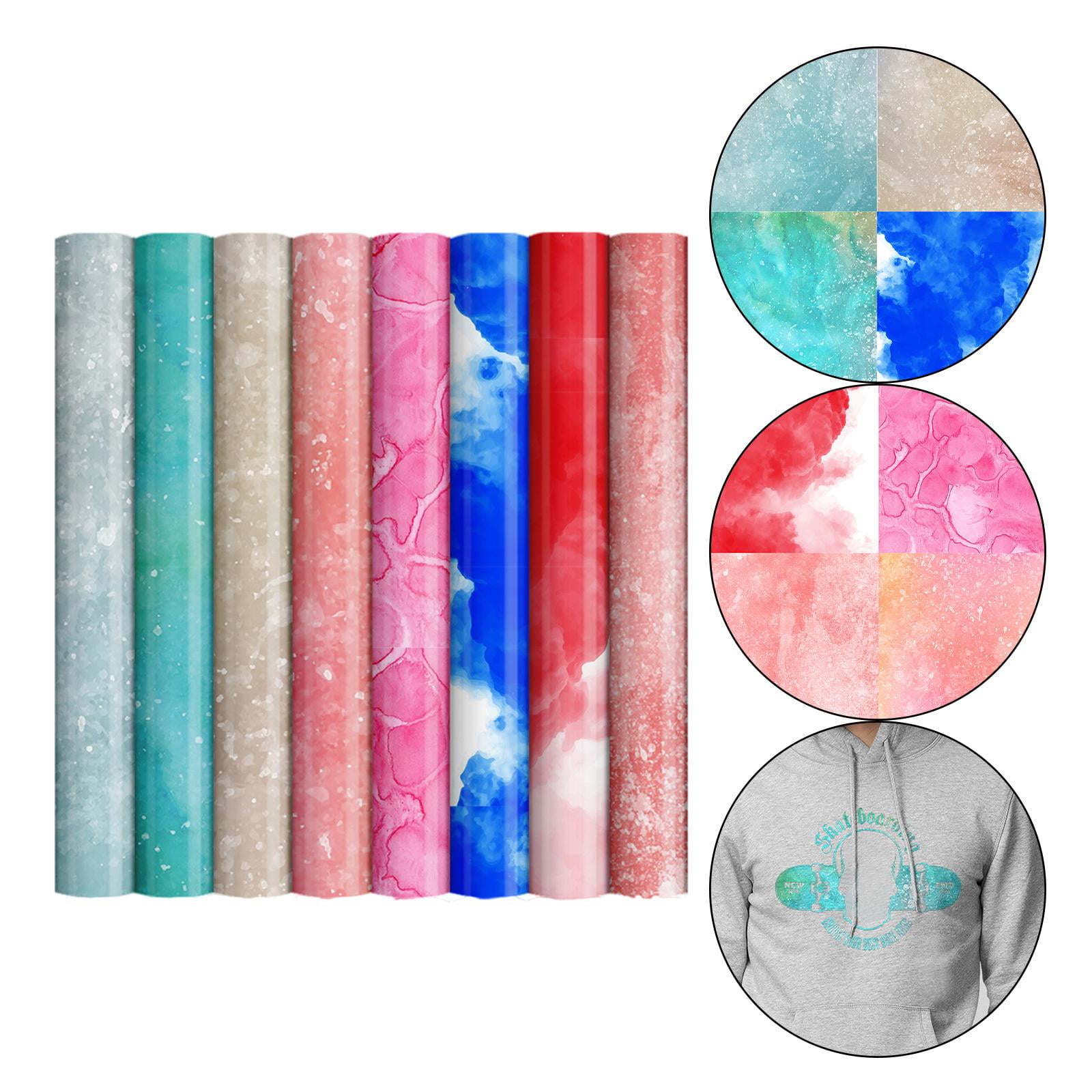 S SERENABLE 8 Roll Infusible Transfer Ink Sheets Watercolor Marble Sublimation Paper Infusable Heat Transfer for Mug Press Bags Coaster