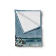 thumbnail image 2 of Driftwood Soft Flannel Fleece Throw Blanket, Raft of Driftwood on the Shoreline with Seagulls Wavy Seand the Sky Digital Image, Cozy Plush for Indoor and Outdoor Use, 60" x 80", Blue, by Ambesonne, 2 of 6