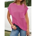 thumbnail image 5 of Summer Short Sleeve Sweater for Women 2025 Crew Neck Ribbed Knit Vests Trendy Pullover Tops, 5 of 7