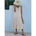 thumbnail image 4 of Women'S Casual Dress Sleeveless V Neck Button Beach Sundress Tiered Ruffle Flows Skirt Midi Dresses  XL, 4 of 8