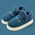 thumbnail image 4 of Daznico Unisex Winter Slippers - Plush Closed-Back House Shoes with Non- Sole, Warm Indoor Comfort,Color:Navy,Size:9.5, 4 of 4