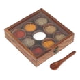 thumbnail image 3 of SAI DECORATIVE Beautiful Wooden Masala Box & Spice Jar (9 Round Containers), 3 of 3