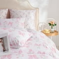 thumbnail image 4 of Pink Bow Duvet Cover Girls Pink Floral Duvet Cover Set Romantic Princess Style Bowknot Bedding Set Ultra Soft Reversible Garden Flower Bedding Twin Size, 4 of 5
