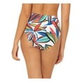 thumbnail image 2 of BLEU Women's White Printed Stretch Draped-Tie Lined Bikini Full Coverage High Waisted Swimsuit Bottom 4, 2 of 2
