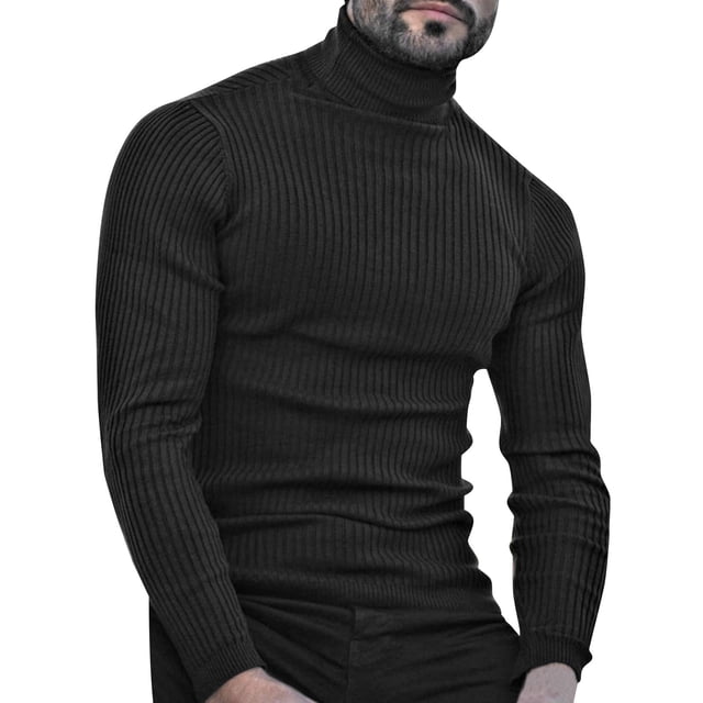 Gibobby Suéter hombre Suéter de cuello redondo para hombre, ajuste delgado, ligero, de manga larga(Negro,Extra Grande)