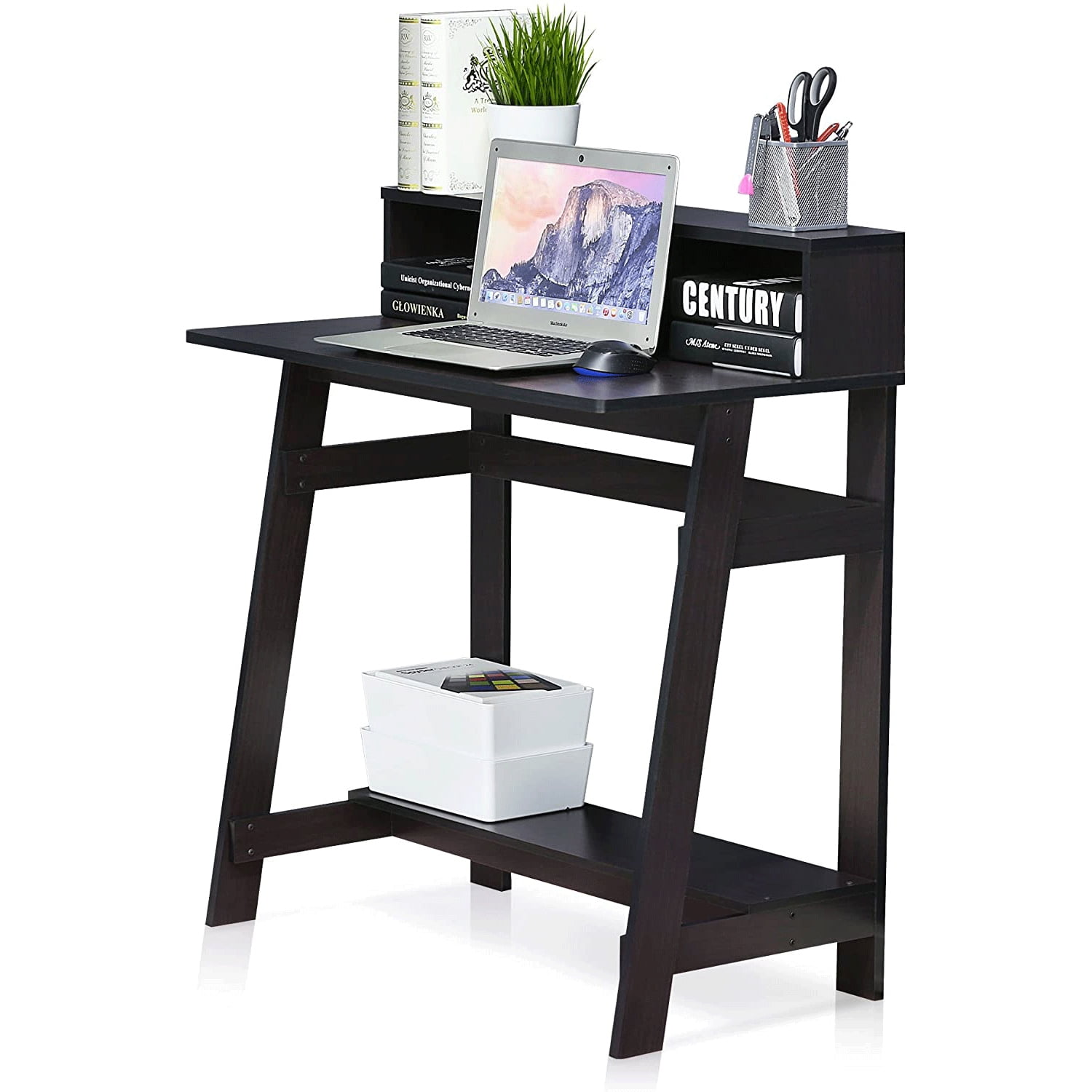 Furinno Engineered Wood SIMPLISTIC A Frame Computer Desk in Dark Walnut