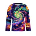 thumbnail image 6 of Halloween Cardigan Sweaters for Women Funny Halloween Pumpkin Womens Sweaters Cardigan Knit Button Down Cropped Long Sleeve Fall Winter Holiday Plus Size Tunic Sweater Purple Pink 3XL, 6 of 7