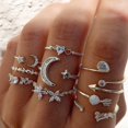 thumbnail image 2 of Silver Color Crystal Rings Set for Women, Cubic Zirconia Moon Arrow Flower Heart Finger Wedding Rings, Female Fashion Jewelry 18058, 2 of 6