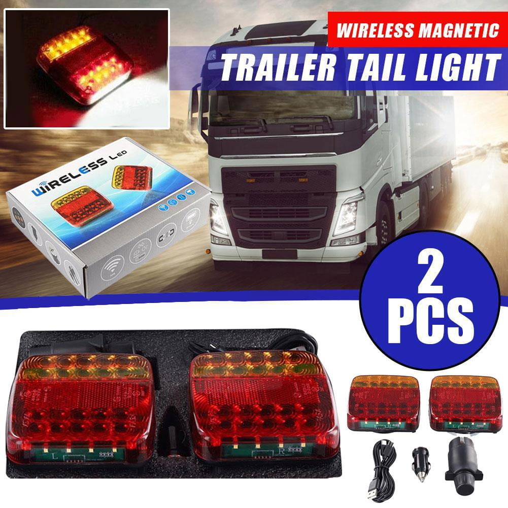 QHUDLV Wireless Rear Trailer Lights, Rechargeable Universal Trailer LED, LED Towing Tail Light with Strong Suction Cup Base for Towing Vehicles, Trucks, Boats, RVs, Towing Vehicles