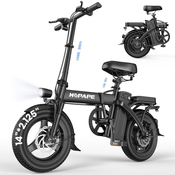 HOPAPE V9-15 Foldable Electric Bike for Adults, 750W Peak Motor, 48V 15Ah Removable Battery, 20 MPH, 14" Tires, UL 2849 Certified