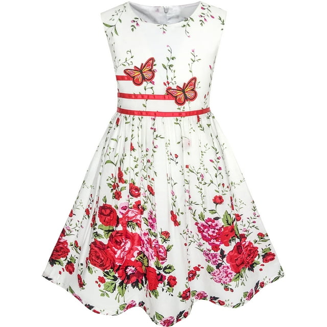 Girls Dress Butterfly Flower Sundress Party 11-12 Years