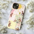 thumbnail image 5 of Whimsical Curious Monkey Phone Case, Pink Floral Patchwork Design Cover for iPhone 17 16 15 14 13 12 11 Pro Plus Mini, 5 of 6