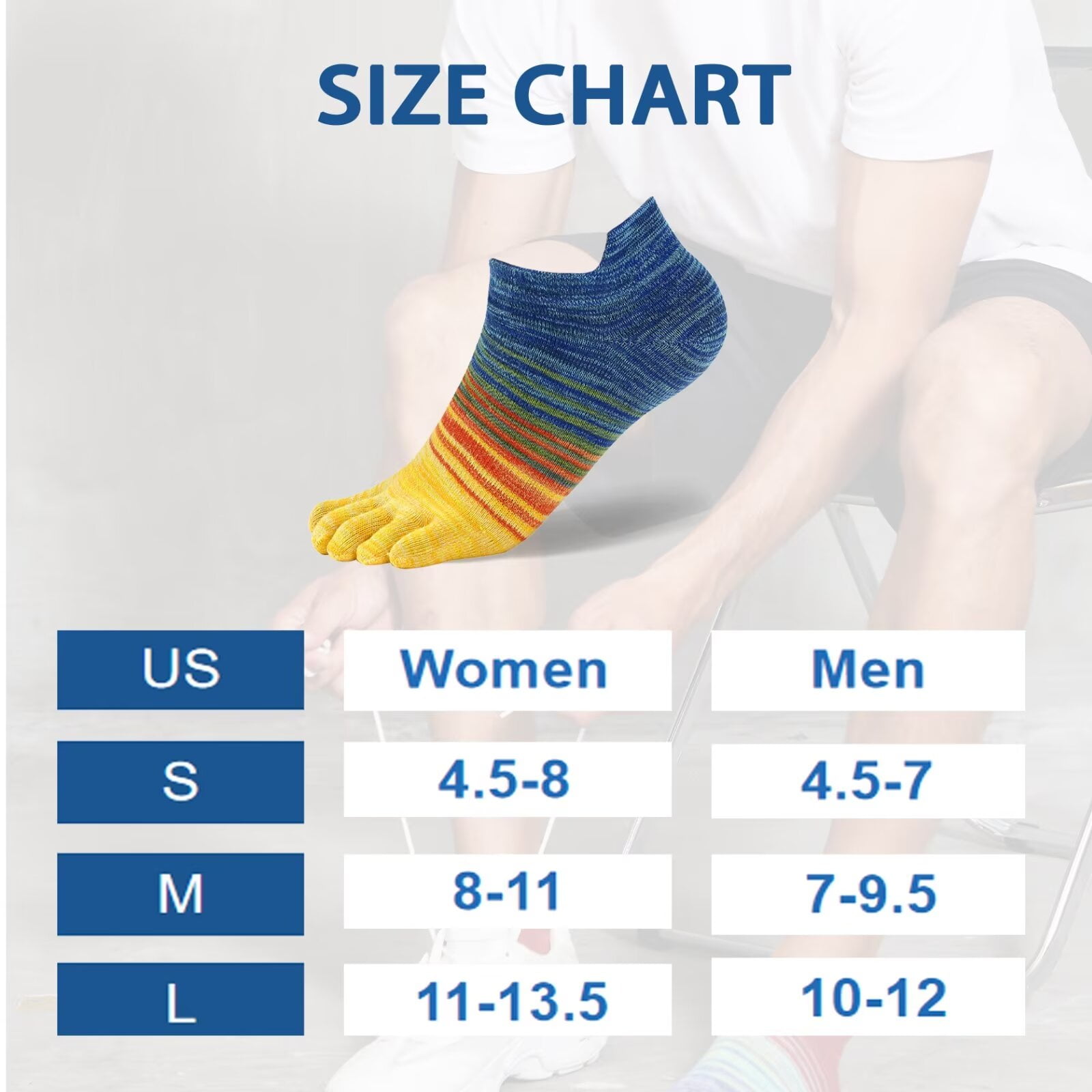 OpetHome Cotton Toe socks for women men, Walking Running Ankle five toe socks Multicolor 6 pairs Large size
