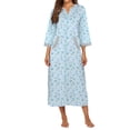 thumbnail image 4 of KISSGAL Women Zipper Front Robes 3/4 Sleeve Housecoat Full Length Loungewear Dress with Pocket Long Nightgown Sleepwear Bathrobes, 4 of 4