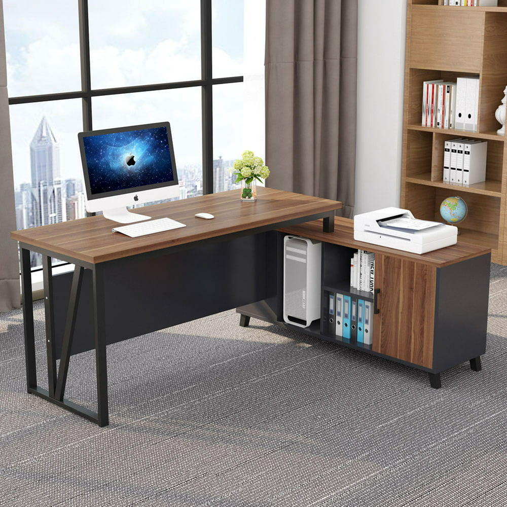 Tribesigns Large L-Shaped Desk, 55 Inches Executive Office Desk