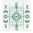 thumbnail image 2 of Ambesonne Geometric Shower Curtain, Tribal Aztec Background, 69"Wx75"L, Hunter Green, 2 of 4