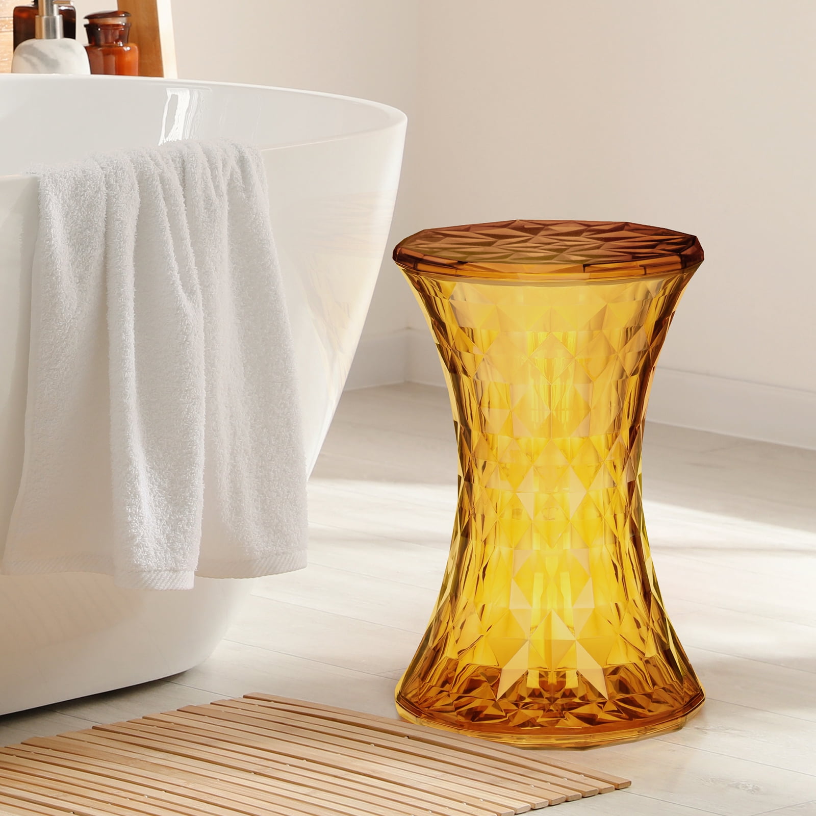 Oumilen Transparent Orange Plastic Hourglass Side Table Nightstand