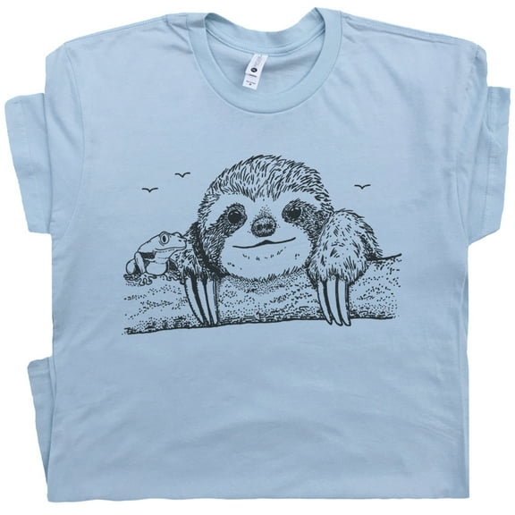 Funny Sloth T Shirt Tree Frog Toad Shirts Cute Vintage Animal Graphic Tee for Women Men Cool Lazy Retro Live Slow Unique Tee